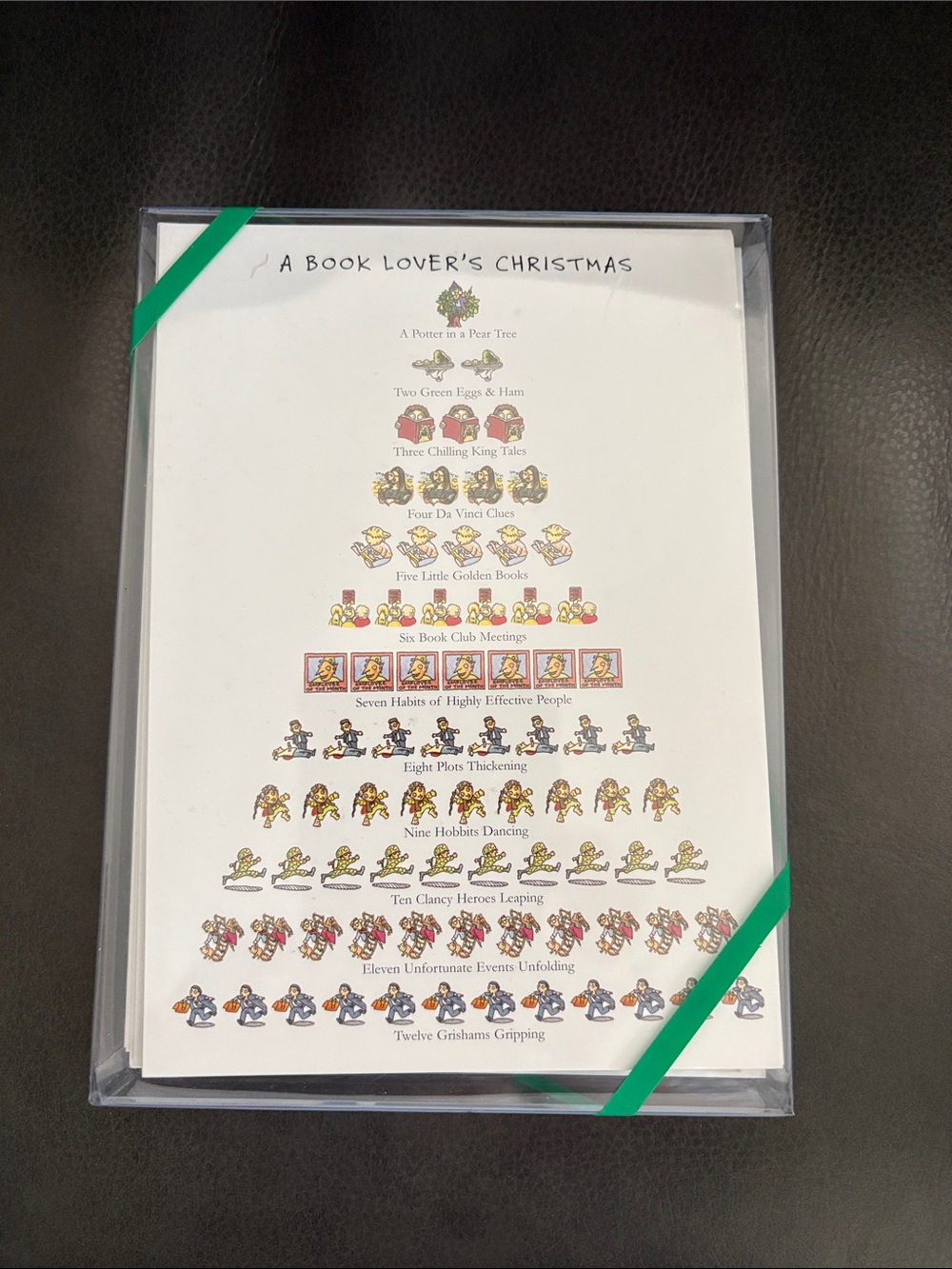 A Book Lover's Christmas Holiday Card Set - White with Multicolor Accents